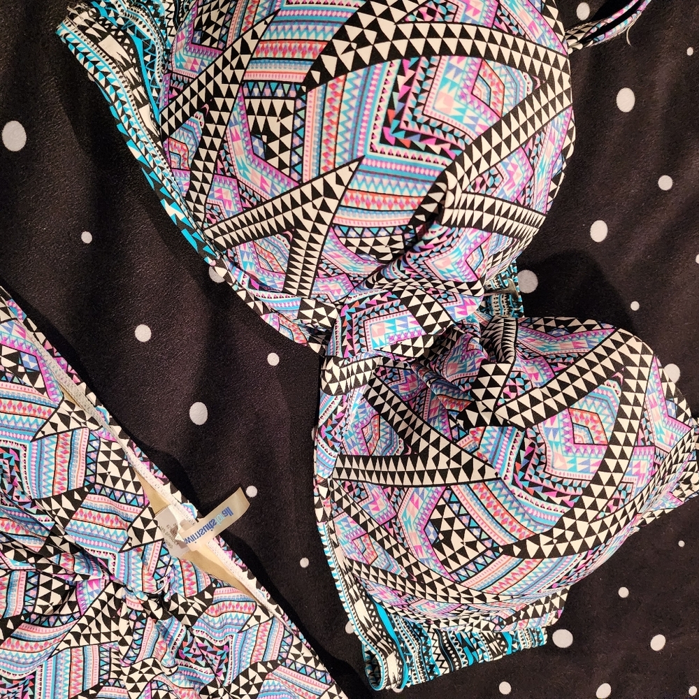 Swimsuits For All Blue Geometric Plus Size Bikini Size 20